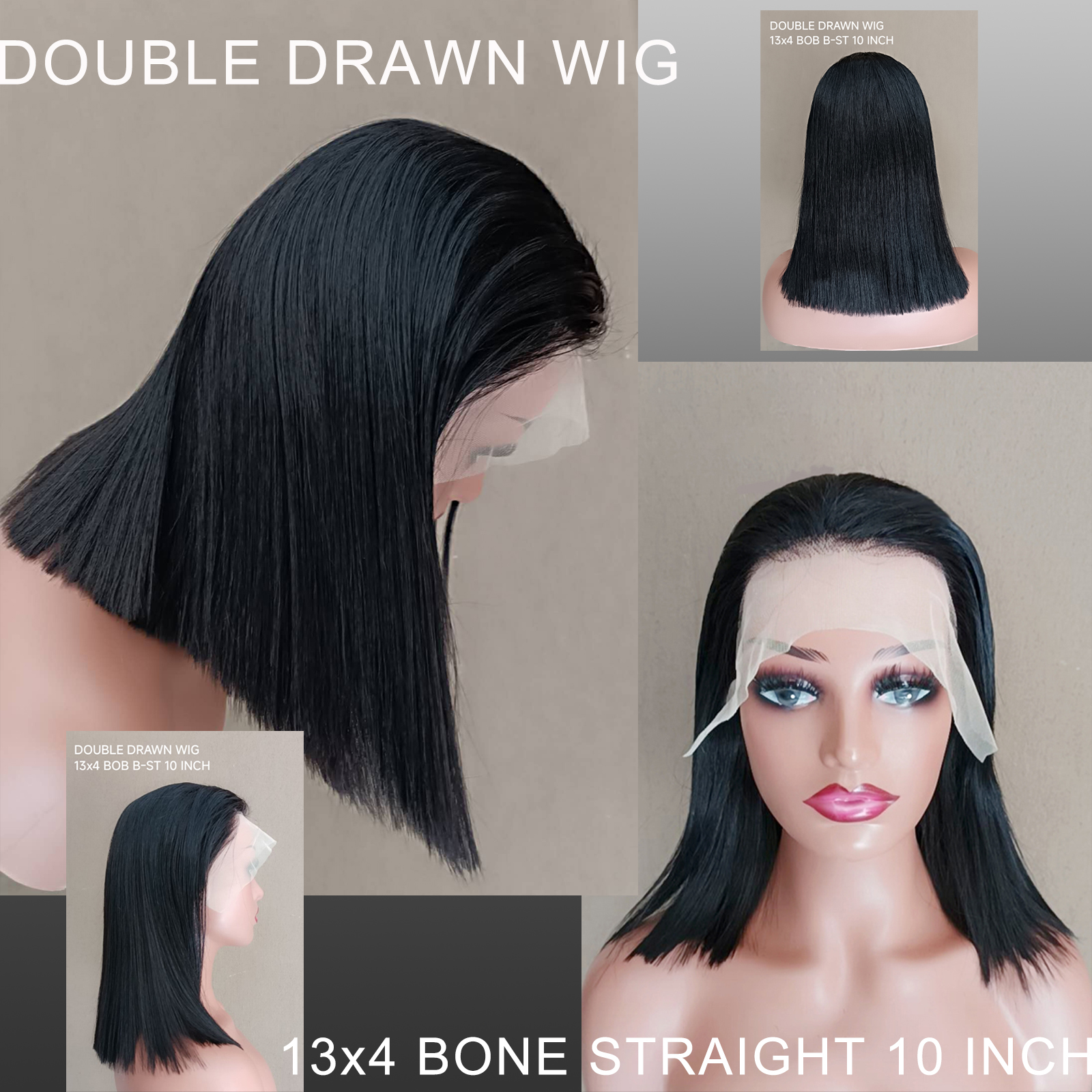 Bone straight Double Drawn wig