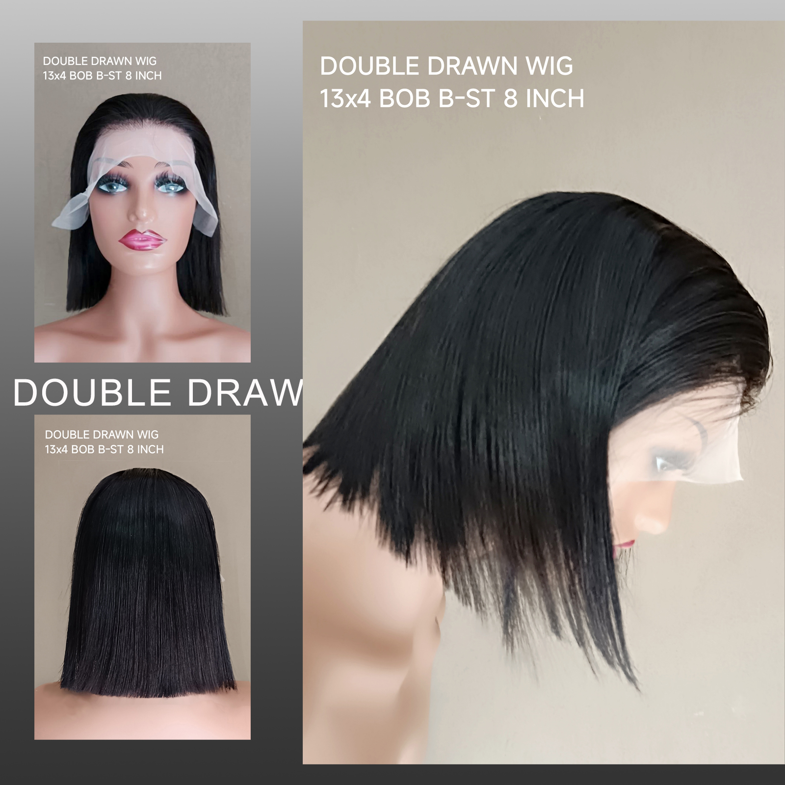 Bone straight Double Drawn wig